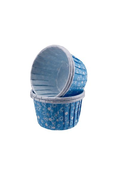 TT Tahtakale Toptancıları Blue Snow Pattern Cupcake Mold - Medium Size 50*39mm, 50 Pieces
