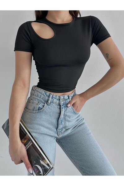 Butik Karaca KOPYA -  crop kısa kol T Shirts büstiyer örme crop feminino wome...