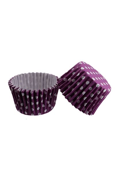 TT Tahtakale Toptancıları 48X34 MM (100 Pieces) Polka Dot Purple Cupcake Mold - Pet Capsule Cake Design