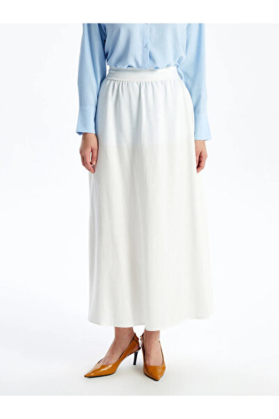 LC Waikiki Γυναικεία φούστα με φούστα LCW Modest - Απλό λινό μείγμα, ελαστική...