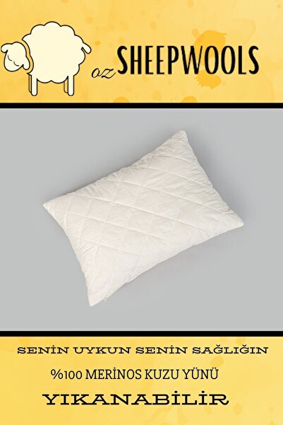 ozsheepwools Yastık Yün Yastık Yün Alezli %100 Merinos Kuzu Boncuk Yünü %100 Pamuk Kumaş Yıkanabilir Doğal