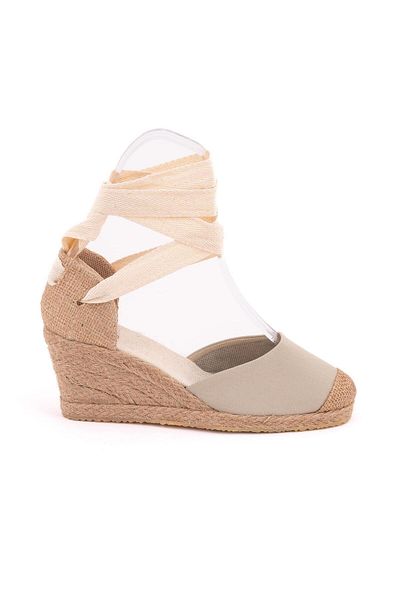 Star Tombis Beige Linen Espadrille - Real Handmade, String Wedge Heel Handmade