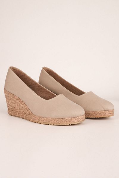 Star Tombis Real Handmade Beige Linen Espadrille Wedge Heel Handmade