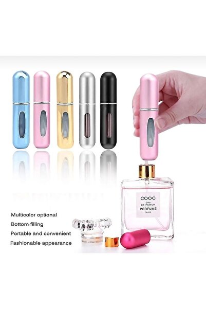 2 Adet Parfüm Şişesinden Doldurulabilir Mini Seyahat Çanta Içi Parfüm Şişesi 5ml..
