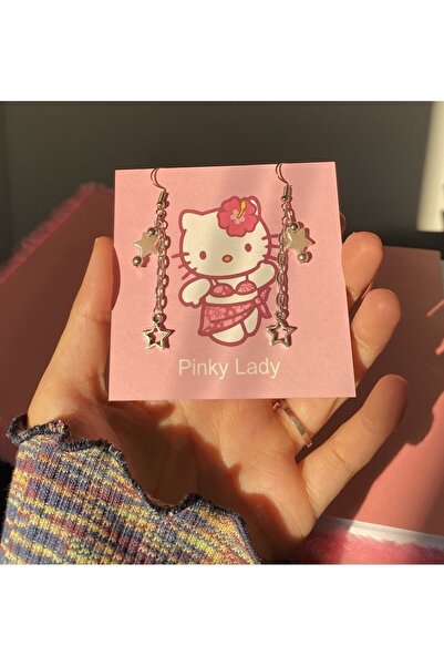 Pinky Lady Fairycore incili yıldız küpe
