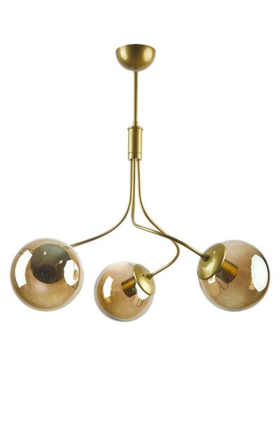 Fer Avize Napoli Modern Özel Tasarım Eskitme Renk Füme Camlı Salon - Mutfak - Yatak Odası 3 Lü Avize