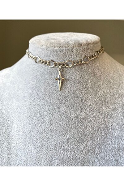 Pinky Lady Gümüş kaplama kuzey yıldızı choker kolye