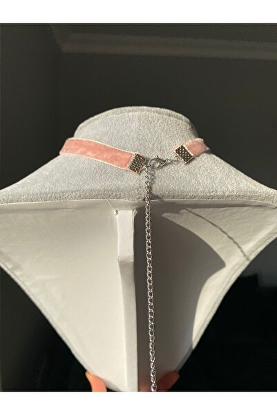 Pinky Lady Şeffaf büyük kalpli kadife choker kolye