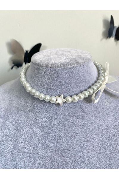 Pinky Lady Ribbon kurdele coquette aesthetic cam inci kolye