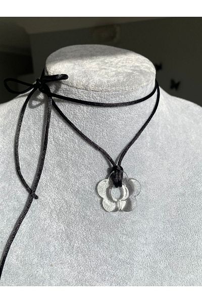 Pinky Lady Transparent daisy string choker necklace