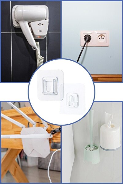 Granvex Eşya Sabitleme Askısı 10 Adet Şeffaf Çift Taraflı Yapışkanlı Geçmeli ...