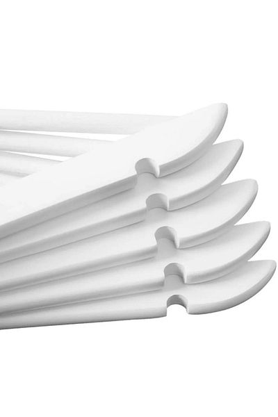 ESTİ 12 Pieces - Wooden Look Plastic Hanger Clothes Dress Shirt Hanger with White Gold Hooks