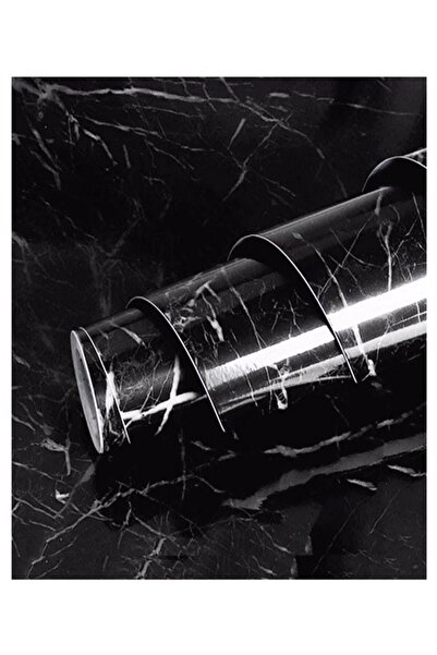 GELDİMİCOM Mermer Desenli Siyah Tezgah Arasi Folyo Kaplama 5 Metre Tezgah Dolap Mutfak Kağıdı Yapışkanlı