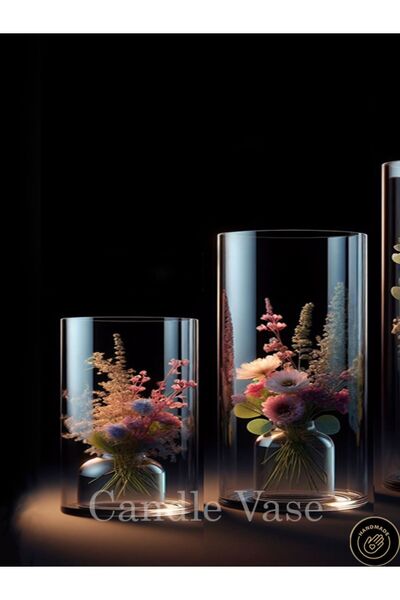 Paşabahçe Silindir Cam Vazo 10 Cm Genişlik 15 Cm 20 Cm Yükseklik El imalatıdır