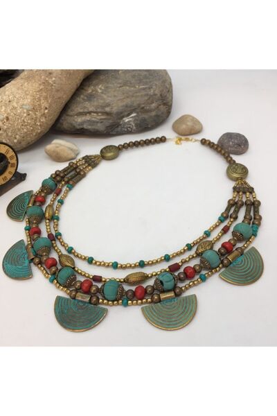 Porsuk Alternatif El Yapımı Etnik Otantik Bohem Kolye