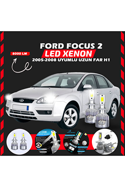 Furens Ford Focus 2 2005-2008 Uzun Far Uyumlu Şimşek Etkili Led Xenon Perform...