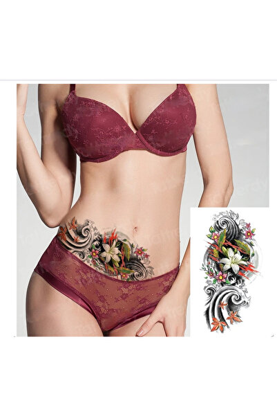 HelloBeautiful Tatto Su Geçirmez Geçici Dövme Yaz Çiçekler 21 cm* 14 cm