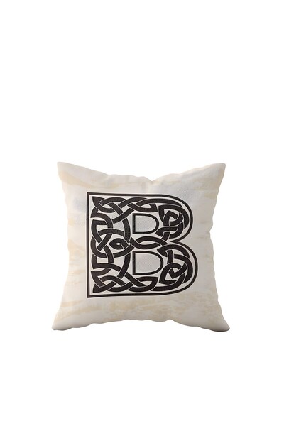 linazaitun Letter B Beige One Side Printed Hidden Zipper Decorative Pillow Ca...