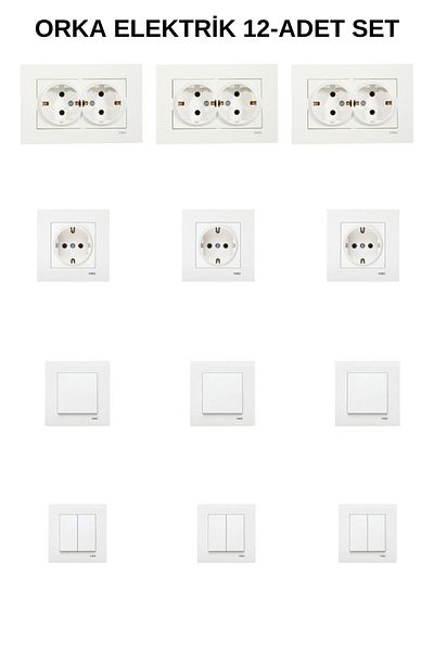 VİKO Karre White 6-Piece Covered Grounded Socket + 6-Piece Double Grounded Socket Frame Included