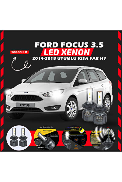 Furens Ford Focus 3.5 2014-2018 Kısa Far Uyumlu Şimşek Etkili Led Xenon Premi...