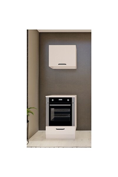 visasconcept 60 Cm Çok Amaçlı Mutfak Ankastre Ve Aspiratör Dolabı Beyaz - Üst...