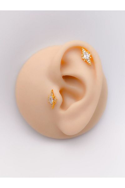 Trinos Zircon Stone Surgical Helix Tragus Piercing with North Star Figure - 1 piece