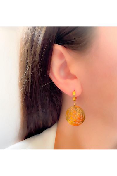 Trinos Steel Earrings Flower of Life Earrings Dangle Earrings