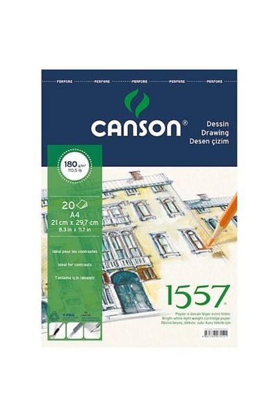 Canson 1557 Painting and Drawing Block 180 Gr A4 20 Yp With Top Spiral