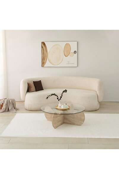 NEOstill - Himalayas Cam Sehpa / Traverten Desen