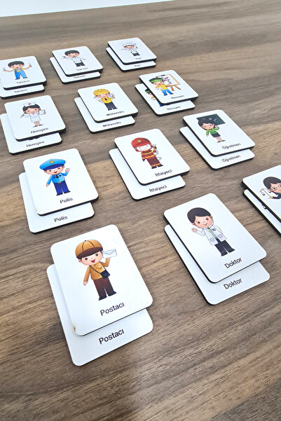 metafortoys 24 Parça Ahşap Meslekler Eşleştirme Kartları