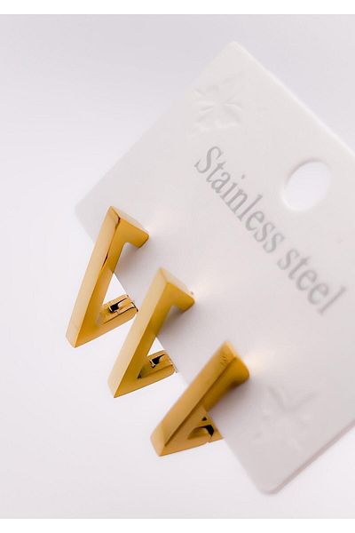 Trinos 3-Piece Steel Earring Set - Triangle Design