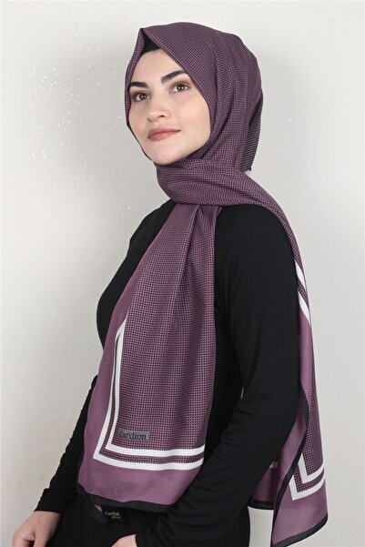 Cardion Medine Desenli Şal 1898-5 Gül Kurusu