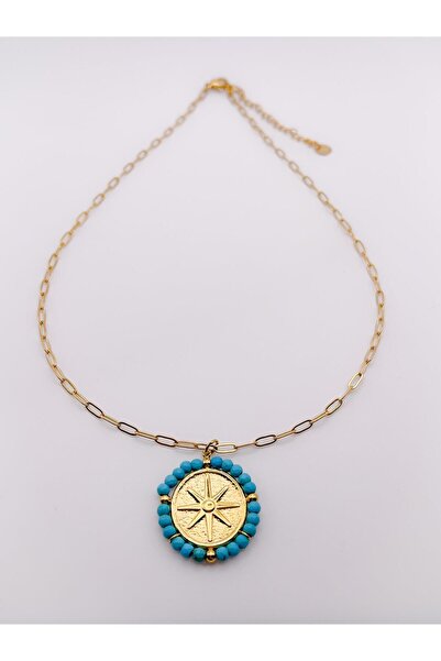 Trinos قلادة من الفولاذ مع قلادة بوصلة مفصلة