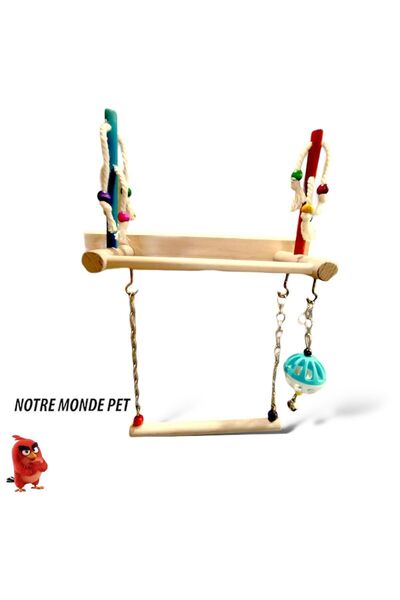 NOTREMONDEPET Ahşap el yapımı vantuzlu oyun alanı 6 vantuzlu salıncaklı top z...