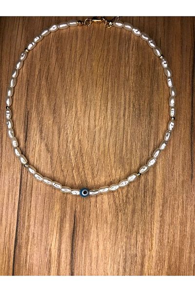 Stoneday Evil Eye Bead Ended Evil Eye Bead Special Design Pearl Necklace