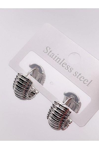 Trinos Mini Steel Earrings - Serrated Hoop Earrings