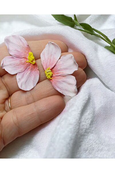 CREATİVESHOP أقراط الزهرة الوردية، أقراط نصف زهرة، أقراط الطين، مجموعة أقراط ...