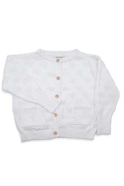 Ozmoz White Knitwear Knitted - Long Sleeve Little Girl's Cardigan