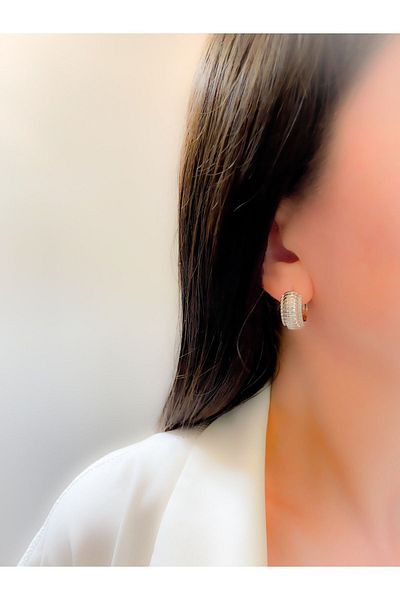 Trinos Mini Steel Earrings - Serrated Hoop Earrings