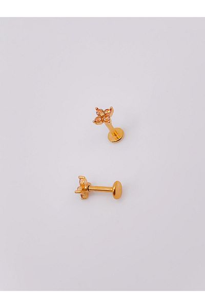 Trinos Surgical Steel Piercing Four Stone Flower Figured Cartilage Helix Tragus Piercing (1 piece)
