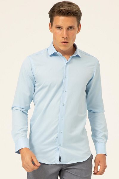 SÜVARİ Βαμβακερό πουκάμισο Dobby Slim Fit μακρυμάνικο