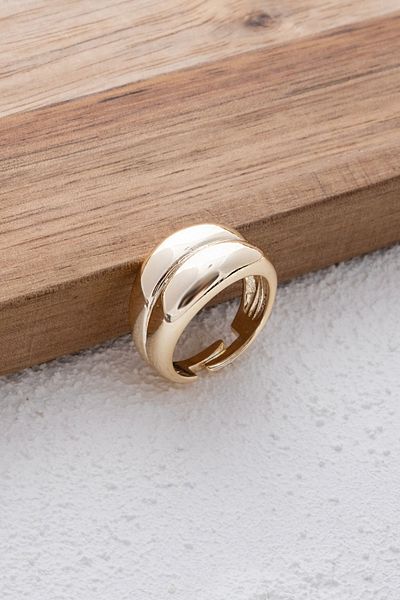 ByFlorya Jewelry حلقة منحنية شعبية - مجموعة من صفين، لوحة، مقاس حر قابل للتعديل