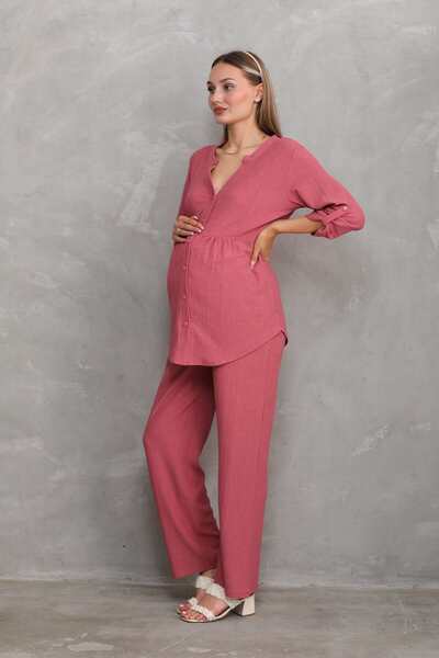 Miss Dünya Lissa V-Neck Maternity and Maternity Set - Front Buttoned