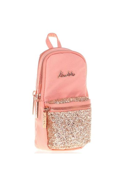 KAUKKO Bright Salmon Stone Junior Τσάντα σε σχήμα τσάντας μολυβιού Θήκη για στυλό τριών διαμερισμάτων