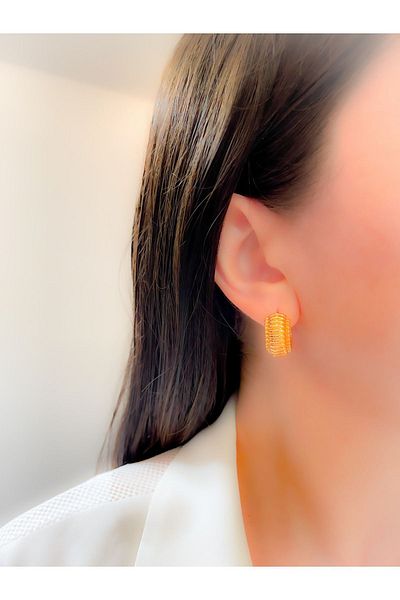 Trinos Mini Steel Earrings - Serrated Hoop Earrings