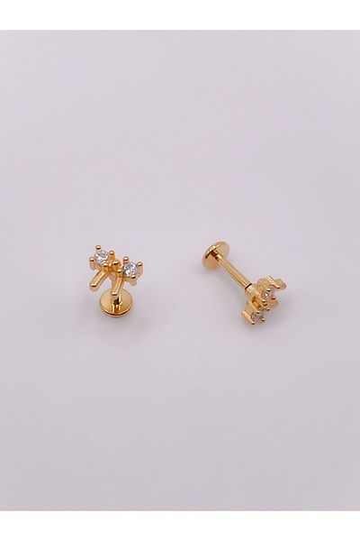 Trinos Surgical Steel Piercing Zircon Stone Bow Figured Cartilage Helix Tragus Piercing (1 piece)