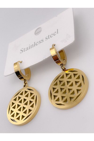 Trinos Steel Earrings Flower of Life Earrings Dangle Earrings