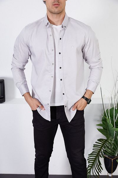 ENZİM JEANS Men's Slim Fit Denim Shirt