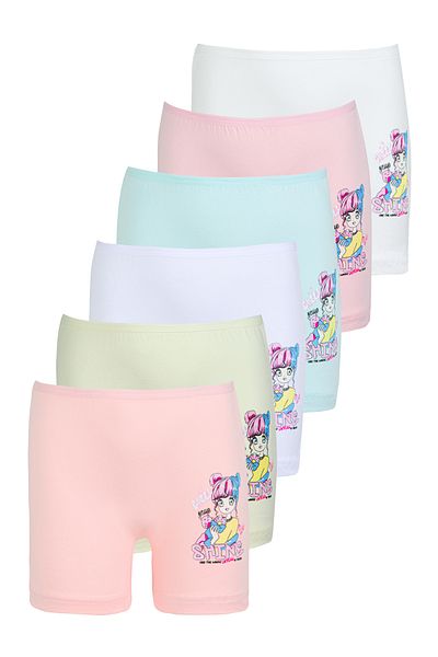 Miss Blue Moon Colorful Printed Girls Short 6 Pack 6110