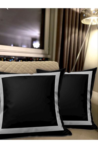 Ardizayn Modern - (Gray - Black) Velvet Fabric Double Cushion Cover (43x43 cm) - Double-Sided Print